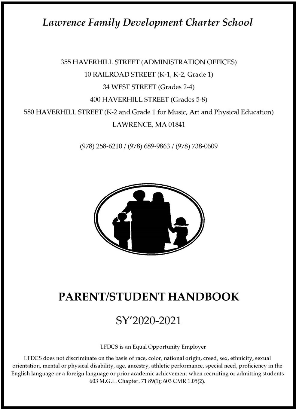 Parent Student Handbook Cover revised